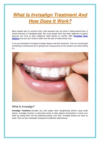 what is invisalign treatment and how does it work