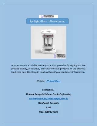 Pp Sight Glass | Abso.com.au