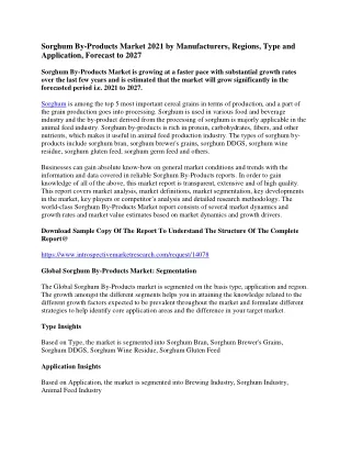 sorghum by products market 2021 by manufacturers