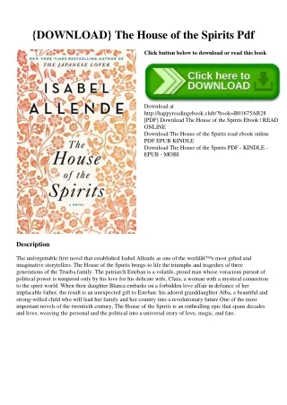 {DOWNLOAD} The House of the Spirits Pdf