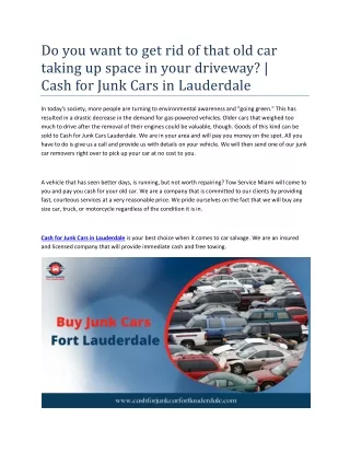 do you want to get rid of that old car taking