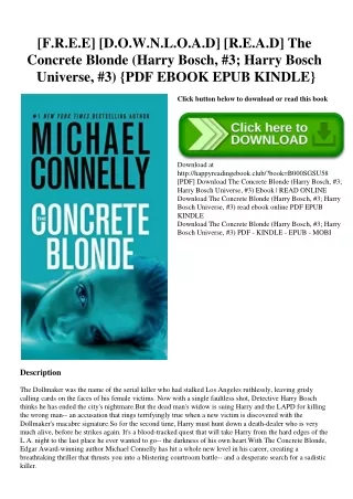 [F.R.E.E] [D.O.W.N.L.O.A.D] [R.E.A.D] The Concrete Blonde (Harry Bosch  #3; Harry Bosch Universe  #3) {PDF EBOOK EPUB KI