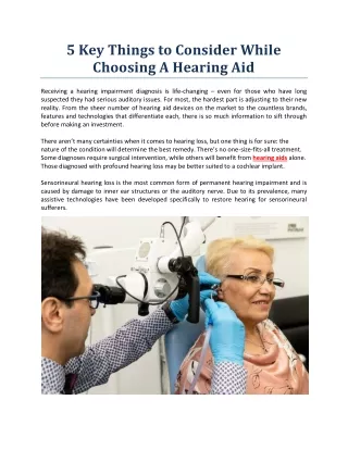 5 Key Things to Consider While Choosing A Hearing Aid
