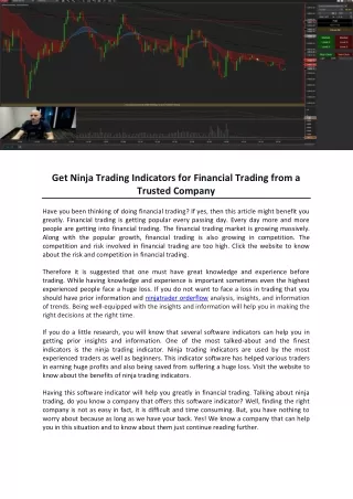Get Ninja Trading Indicators for Financial Trading from a Trusted Company