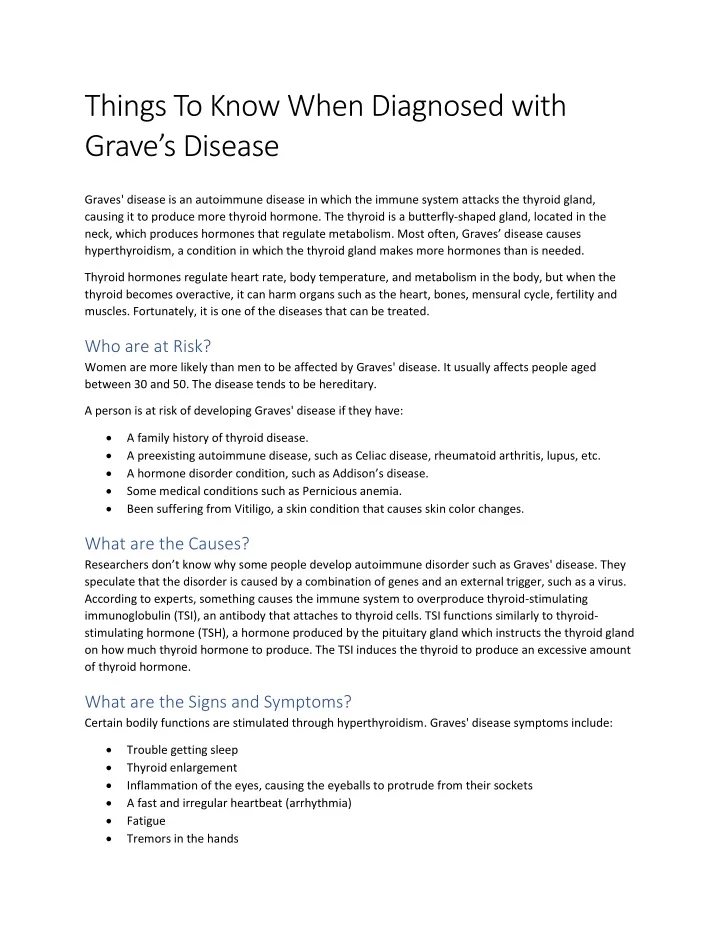 things to know when diagnosed with grave s disease
