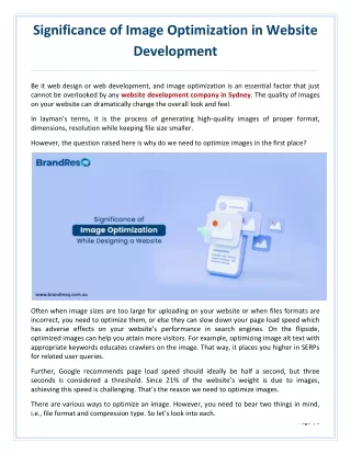 Significance of Image Optimization in Website Development