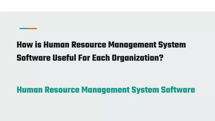 how is human resource management system software