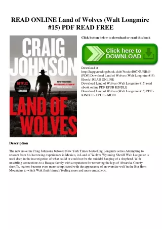 READ ONLINE Land of Wolves (Walt Longmire #15) PDF READ FREE