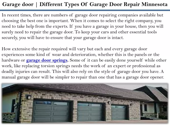 garage door different types of garage door repair
