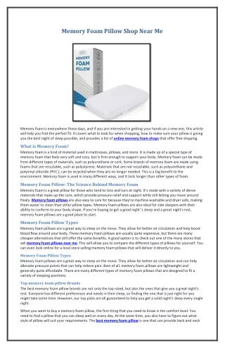 memory foam pillow shop near me