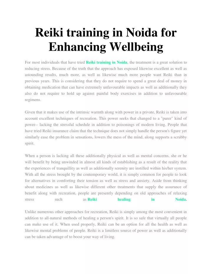 reiki training in noida for enhancing wellbeing