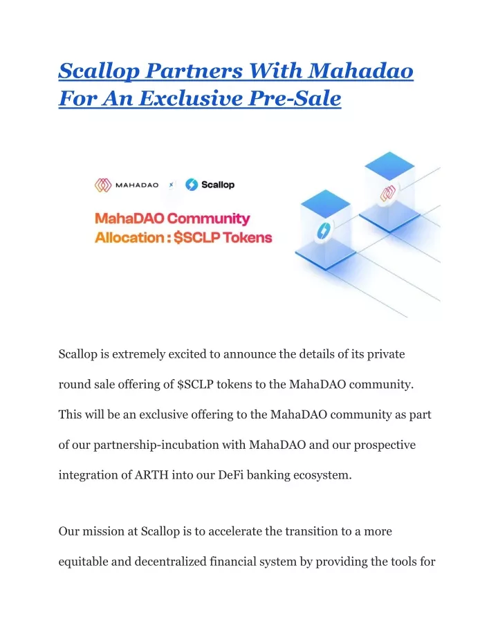 scallop partners with mahadao for an exclusive