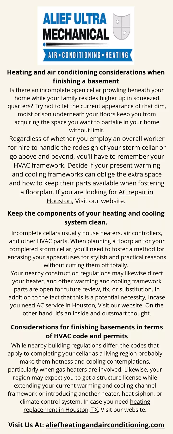 heating and air conditioning considerations when