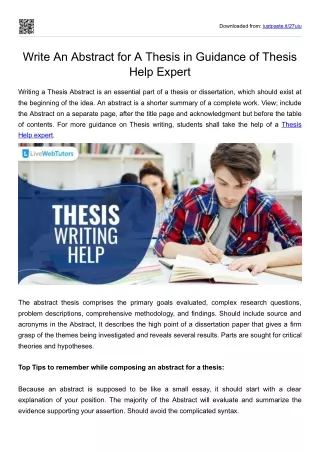 Write An Abstract for A Thesis in Guidance of Thesis Help Expert