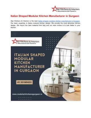 Italian Shaped Modular Kitchen Manufacturer in Gurgaon
