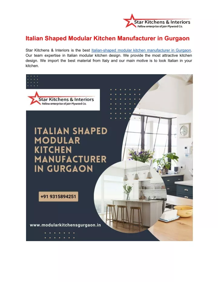 italian shaped modular kitchen manufacturer