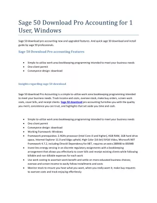 sage 50 download pro accounting for 1 user windows