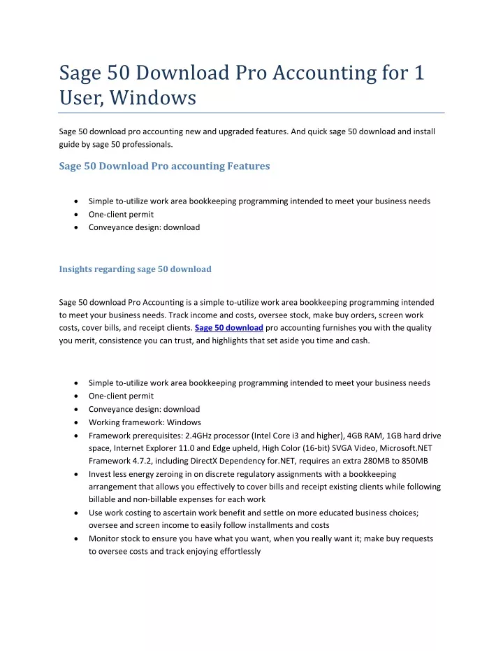 sage 50 download pro accounting for 1 user windows