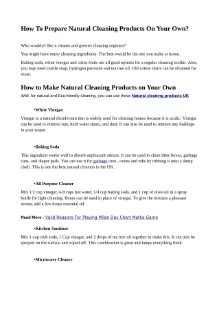 How To Prepare Natural Cleaning Products On Your Own