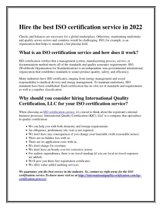 Hire the best ISO certification service in 2022