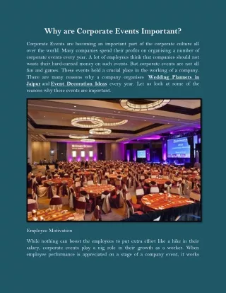 why are corporate events important