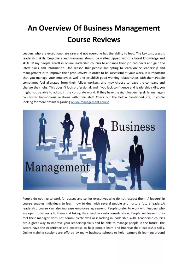 an overview of business management course reviews