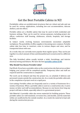 Get the Best Portable Cabins in NZ!