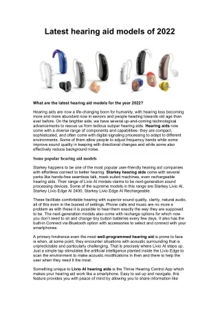 Latest hearing aid models of 2022