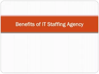 Benefits of IT Staffing Agency