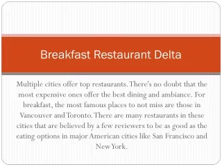 Breakfast Restaurant Delta