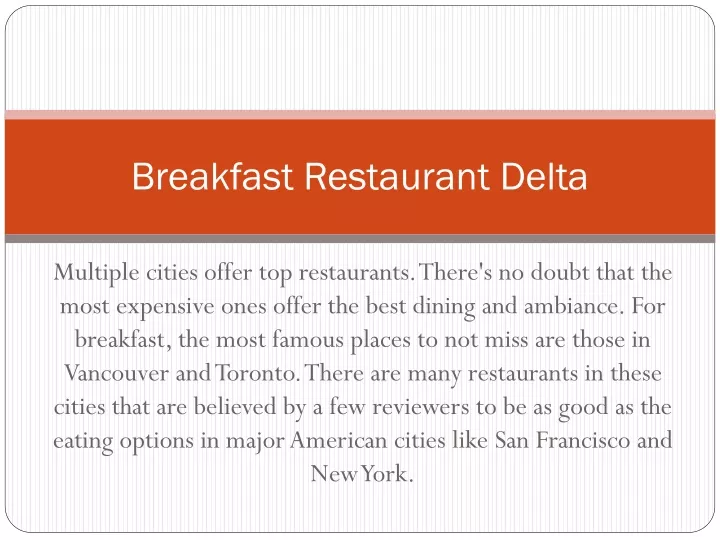 breakfast restaurant delta