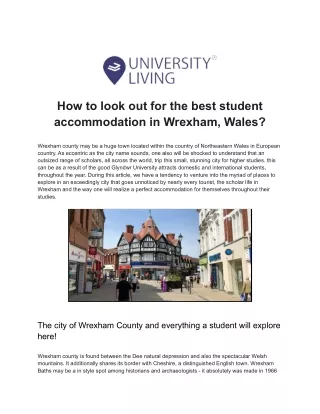 Best student accommodation in Wrexham, Wales