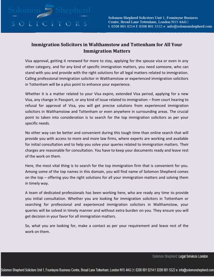 immigration solicitors in walthamstow
