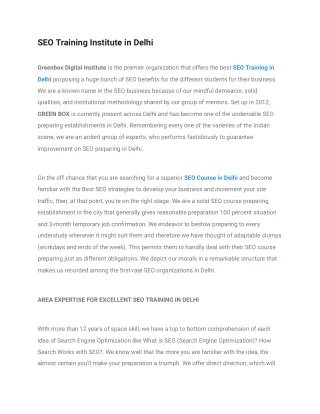 SEO Training Institute Delhi