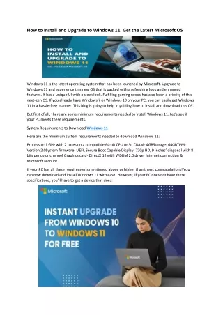 how to install and upgrade to windows