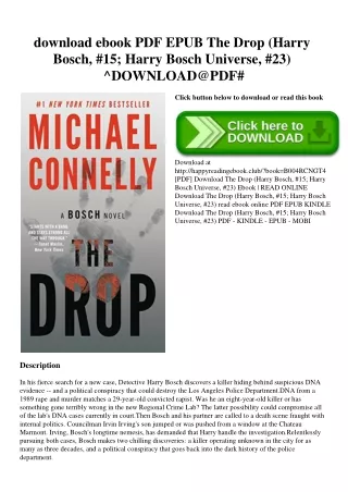 download ebook PDF EPUB The Drop (Harry Bosch  #15; Harry Bosch Universe  #23) ^DOWNLOAD@PDF#