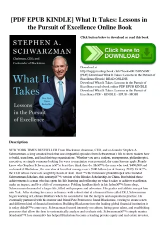 [PDF EPUB KINDLE] What It Takes Lessons in the Pursuit of Excellence Online Book