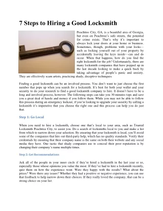 7 Steps to Hiring a Good Locksmith