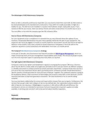 the advantages of aed maintenance companies