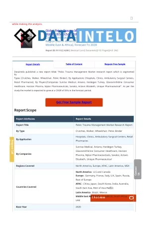 Pelvic Trauma Management Market Report | Global Forecast To 2028