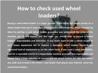 How to check used wheel loaders