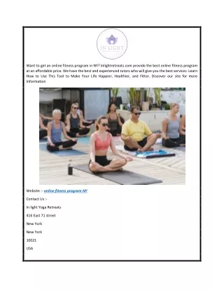 Online Fitness Program Ny  Inlightretreats.com