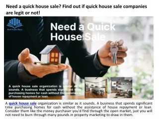 Need a quick house sale