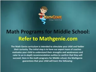 math programs for middle school refer to mathgenie com