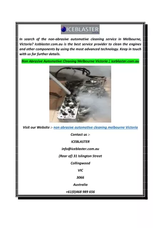 Non Abrasive Automotive Cleaning Melbourne Victoria  Iceblaster.com.au