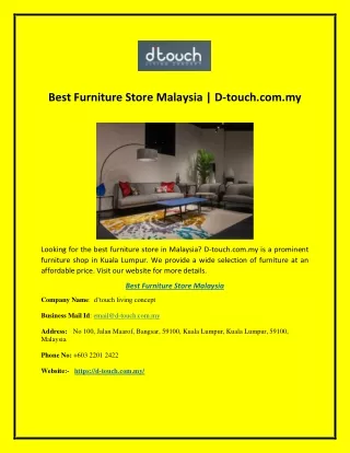 Best Furniture Store Malaysia | D-touch.com.my