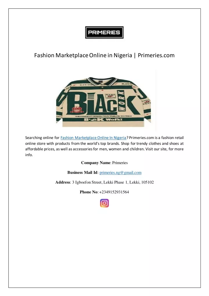 fashion marketplace online in nigeria primeries