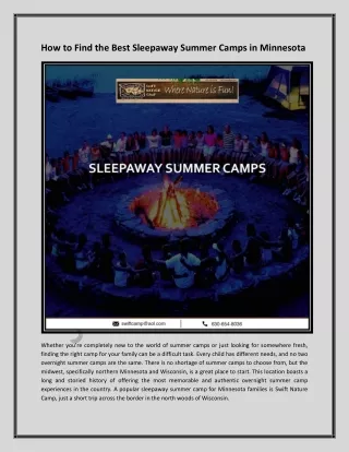 How to Find the Best Sleepaway Summer Camps in Minnesota - Swift Nature Camp