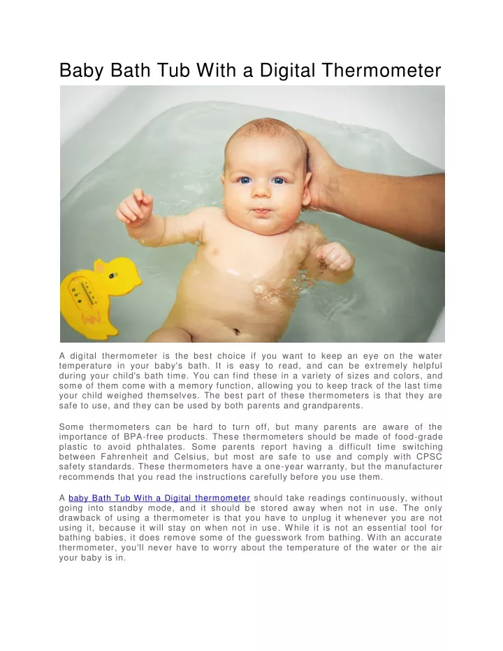 baby bath tub with a digital thermometer