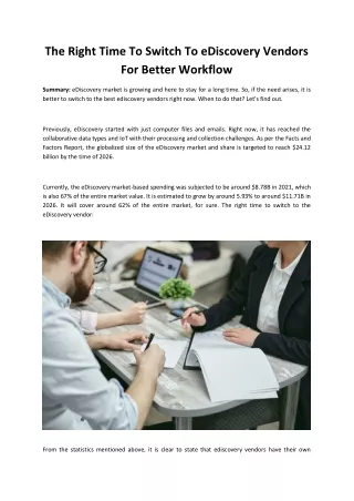 the right time to switch to ediscovery vendors